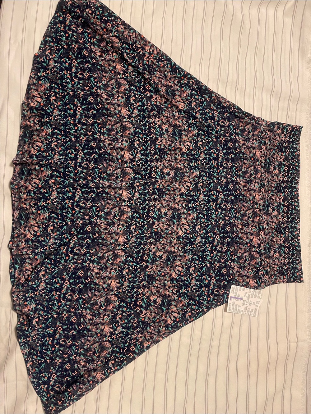 LuLaRoe Azure Navy A-Line Skirt with Pink and Teal Floral Print